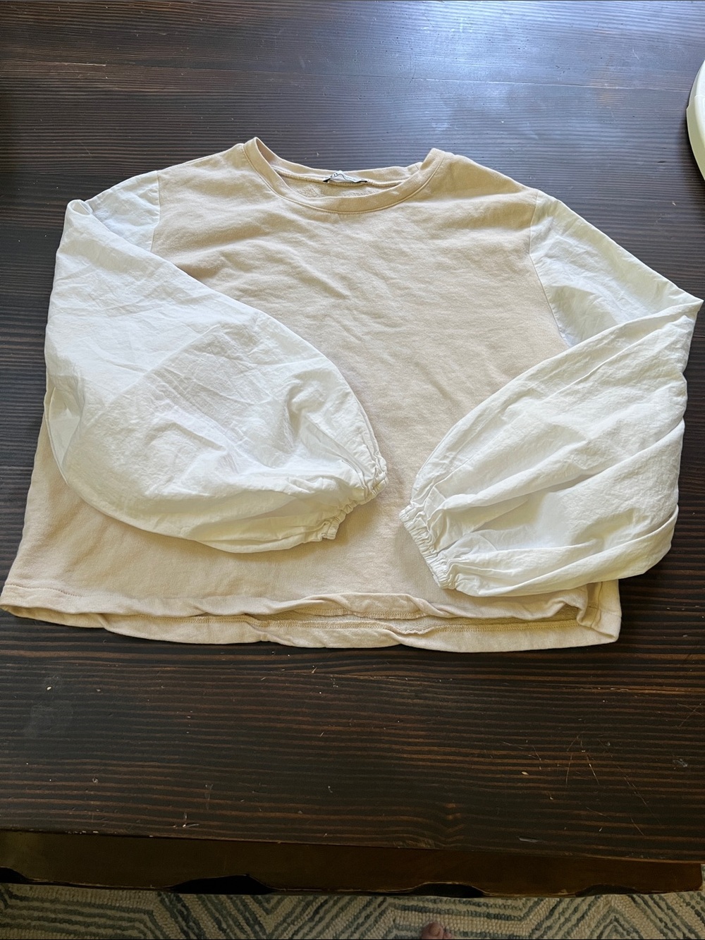 Zara Cream Top with White Balloon Sleeves